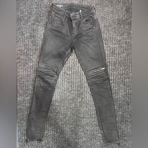G-Star RAW 1914 3D Skinny Moto Jeans Black Zip Knee Womens 25x32